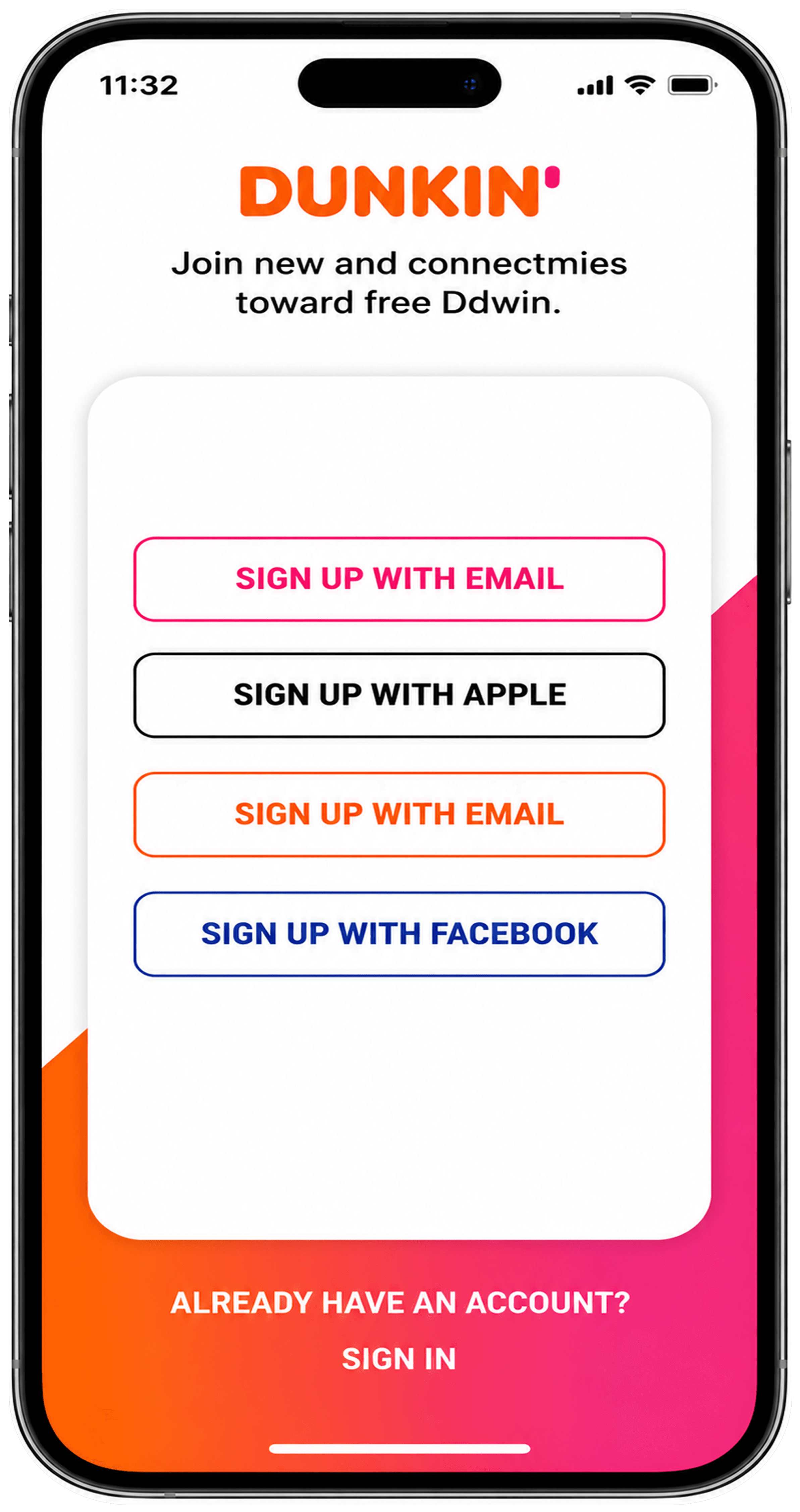 Dunkin app order screen