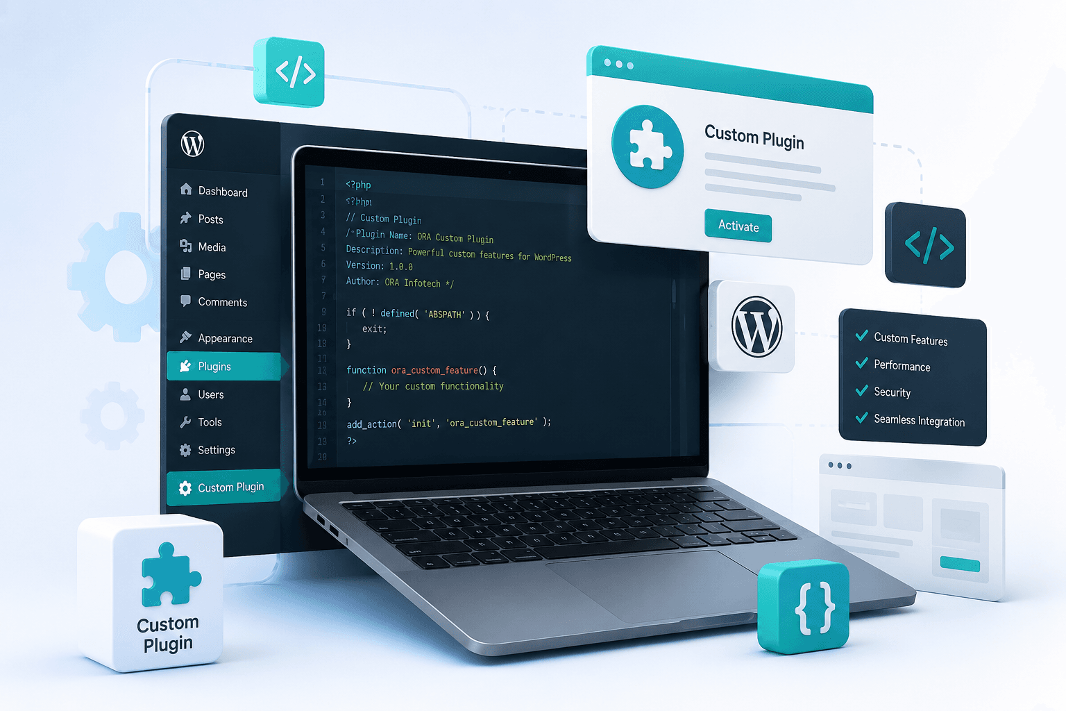 Custom WordPress plugin development workspace and code editor