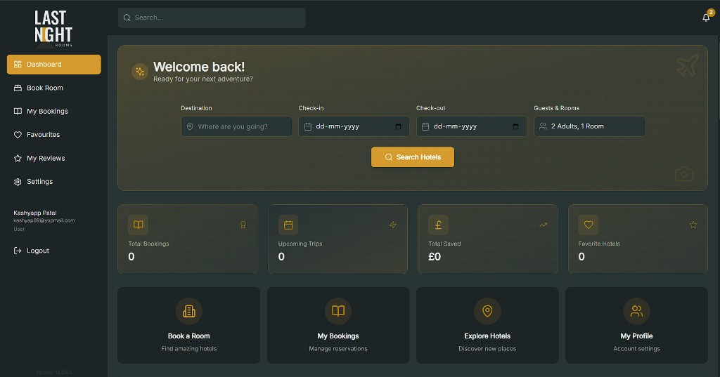 Last Night Rooms website screenshot